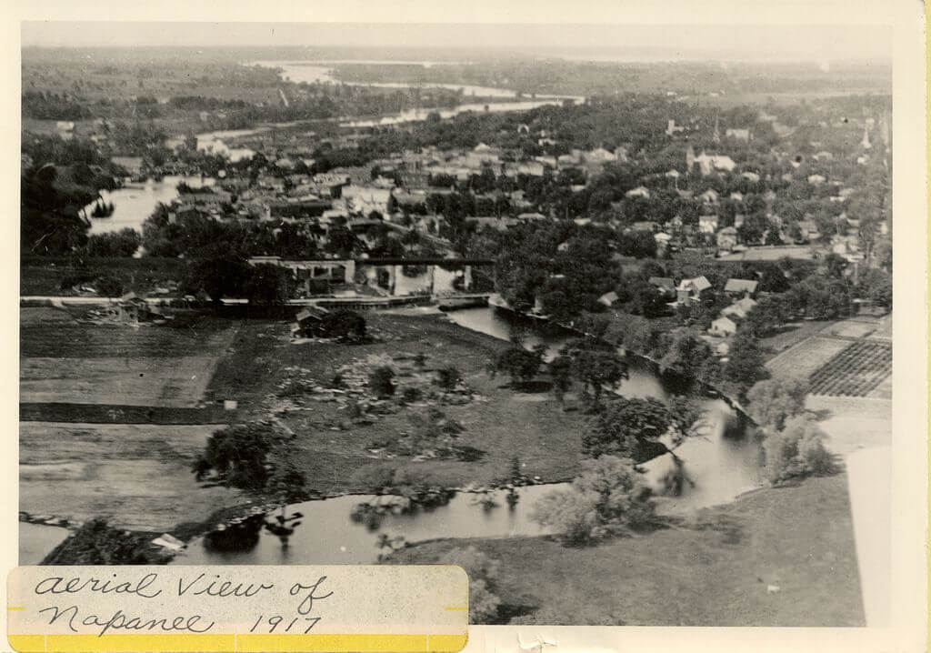 photo of napanee ontario in 1917, aerial view