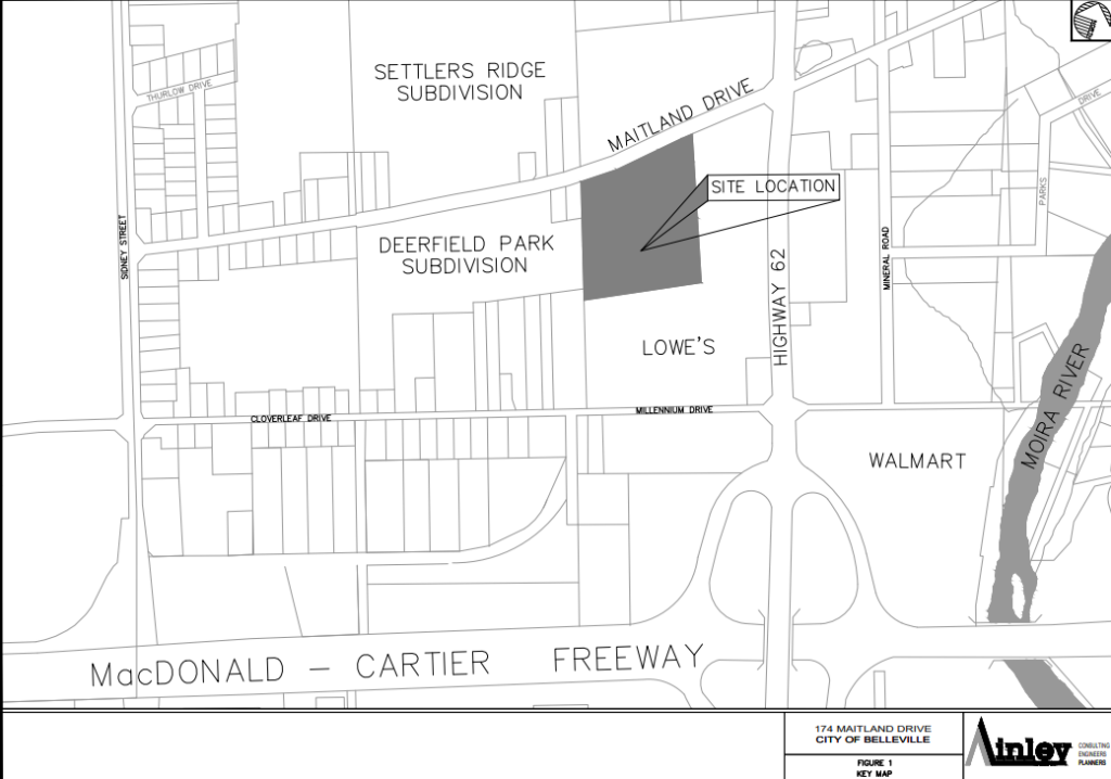 a map sketch of the development plan for 174 Maintland Drive in Belleville