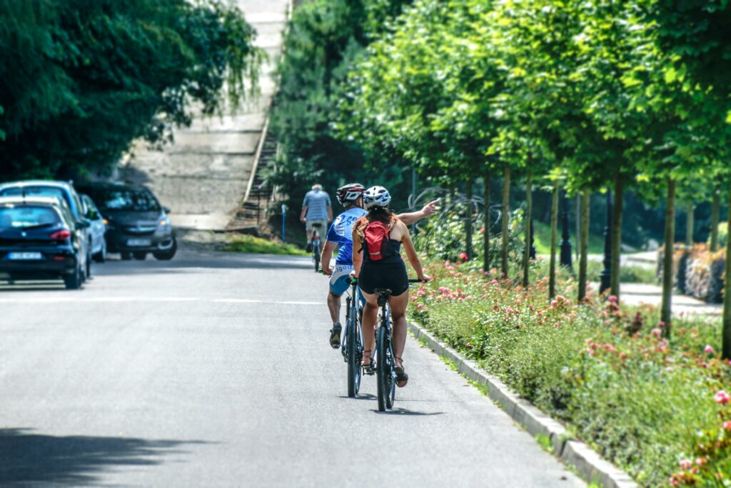 two people riding their bikes in Belleville Ontario